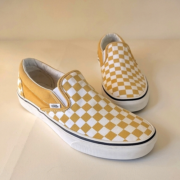 Vans Slip On Gold/White Checkerboard Shoes Women's 10  Men's 8.5 - Picture 9 of 9